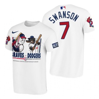 Atlanta Braves Dansby Swanson White 2020 NLDS Cartoon T-shirt