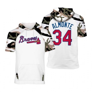 Atlanta Braves Abraham Almonte White Camo Raglan Hoodie T-Shirt 2021 Memorial Day