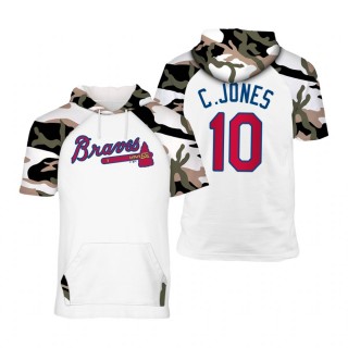 Atlanta Braves Chipper Jones White Camo Raglan Hoodie T-Shirt 2021 Memorial Day