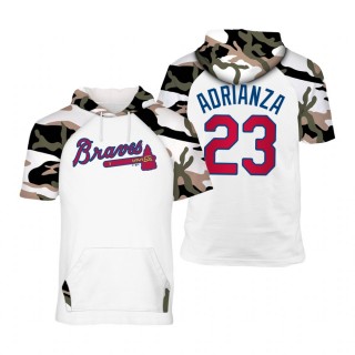 Atlanta Braves Ehire Adrianza White Camo Raglan Hoodie T-Shirt 2021 Memorial Day