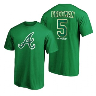 2021 St. Patrick's Day Atlanta Braves Freddie Freeman Green Emerald Plaid T-Shirt