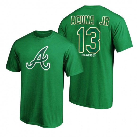 2021 St. Patrick's Day Atlanta Braves Ronald Acuna Jr. Green Emerald Plaid T-Shirt