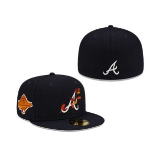 Atlanta Braves Leafy Front Fitted Hat