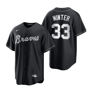 Atlanta Braves A.J. Minter Nike Black White 2021 All Black Fashion Replica Jersey