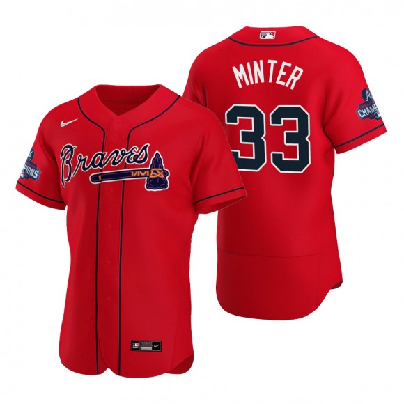 A.J. Minter Atlanta Braves Nike Red Alternate 2021 World Series Champions Authentic Jersey