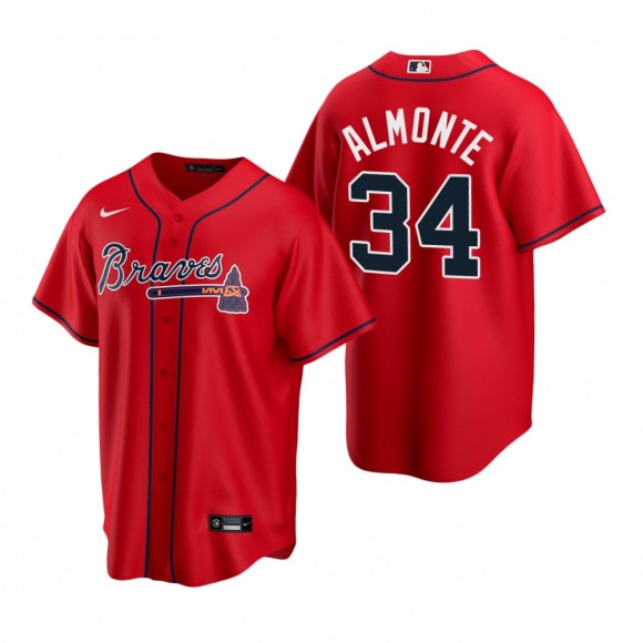 Men's Atlanta Braves Abraham Almonte Nike Red Replica Alternate Jersey