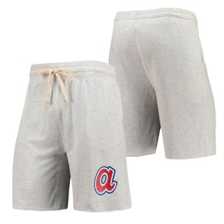 Men's Atlanta Braves Concepts Sport Oatmeal Mainstream Logo Terry Tri-Blend Shorts