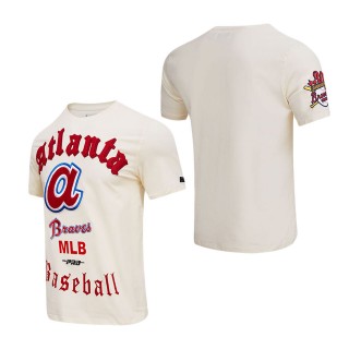 Men's Atlanta Braves Cream Cooperstown Collection Old English T-Shirt