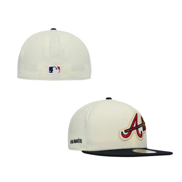Men's Atlanta Braves New Era Cream Navy Social Status x MLB 59FIFTY Fitted Hat