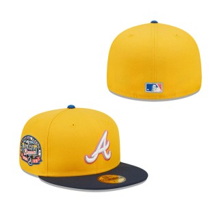 Men's Atlanta Braves Gold Azure 2017 SunTrust Park Inaugural Season Undervisor 59FIFTY Fitted Hat