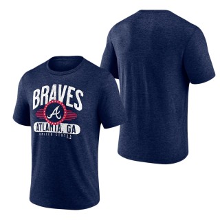 Men's Atlanta Braves Heathered Navy Badge of Honor Tri-Blend T-Shirt