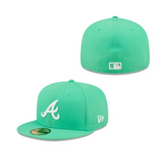Atlanta Braves Island Green Logo White 59FIFTY Fitted Hat