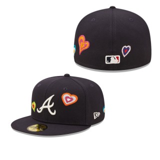 Men's Atlanta Braves Navy Cooperstown Collection Chain Stitch Heart 59FIFTY Fitted Hat