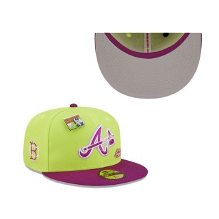 Atlanta Braves Green Purple MLB x Big League Chew Swingin' Sour Apple Flavor Pack 59FIFTY Fitted Hat
