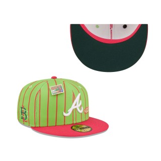 Atlanta Braves Pink Green MLB x Big League Chew Wild Pitch Watermelon Flavor Pack 59FIFTY Fitted Hat