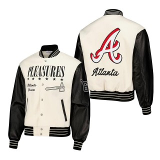 Atlanta Braves PLEASURES White Full-Snap Varsity Jacket