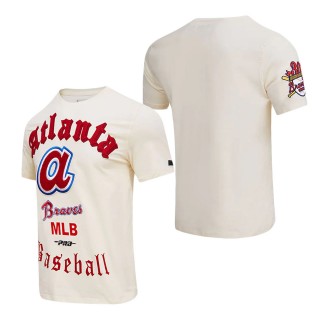 Men's Atlanta Braves Pro Standard Cream Cooperstown Collection Old English T-Shirt