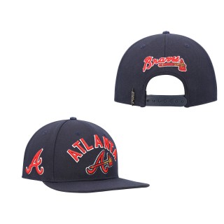 Atlanta Braves Pro Standard Navy Stacked Logo Snapback Hat