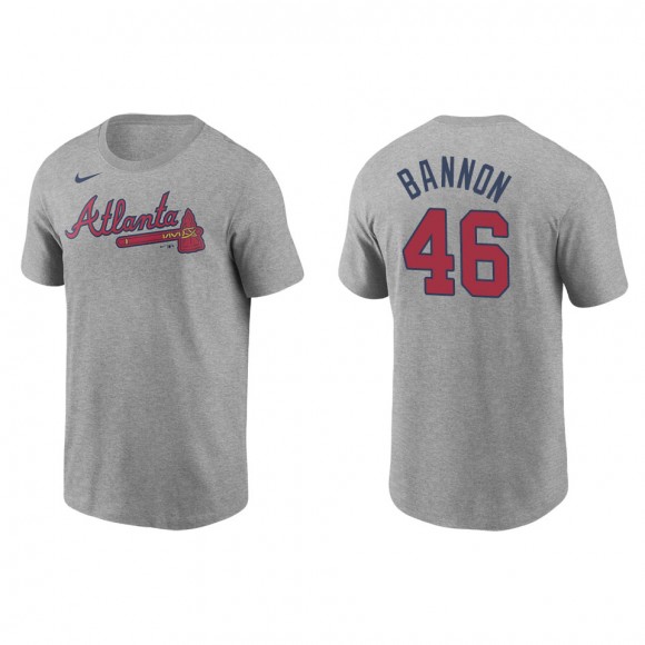 Men's Atlanta Braves Rylan Bannon Gray Name & Number T-Shirt