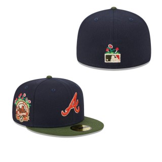 Atlanta Braves Sprouted Fitted Hat Navy