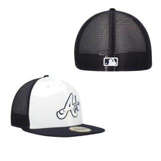 Atlanta Braves White Navy 2023 On-Field Batting Practice 59FIFTY Fitted Hat
