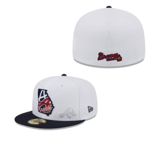 Men's Atlanta Braves White Navy State 59FIFTY Fitted Hat