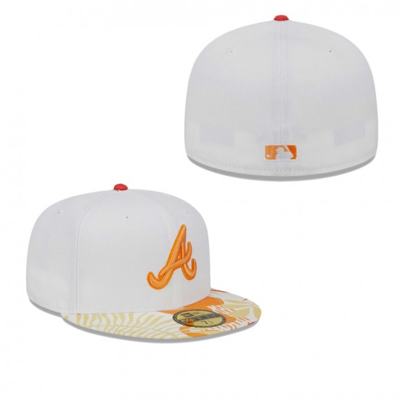 Men's Atlanta Braves White Orange Flamingo 59FIFTY Fitted Hat