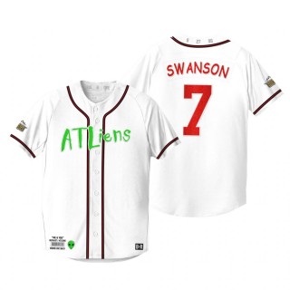 Atlanta Braves Dansby Swanson White 25th Anniversary Outkast Atliens Jersey