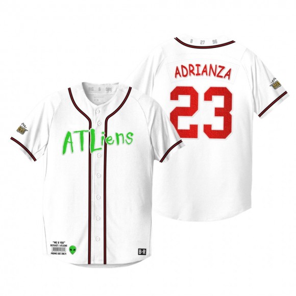Atlanta Braves Ehire Adrianza White 25th Anniversary Outkast Atliens Jersey