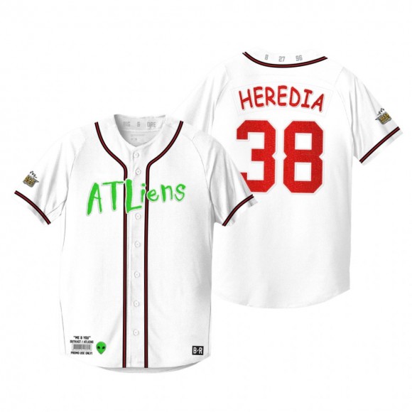 Atlanta Braves Guillermo Heredia White 25th Anniversary Outkast Atliens Jersey