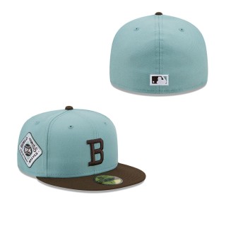 Men's Boston Braves Light Blue Brown Cooperstown Collection 1914 World Series Beach Kiss 59FIFTY Fitted Hat
