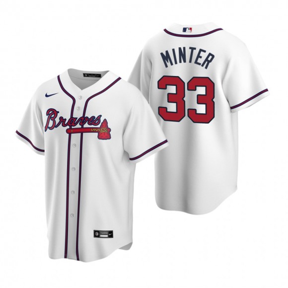 Men's Atlanta Braves A.J. Minter Nike White Replica Home Jersey
