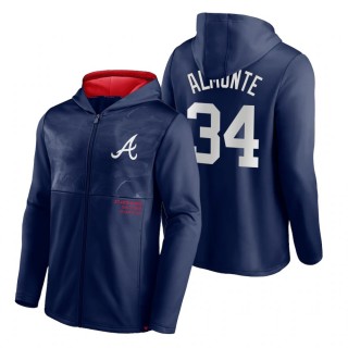 Atlanta Braves Abraham Almonte Navy Primary Logo Full-Zip Fanatics Branded Hoodie