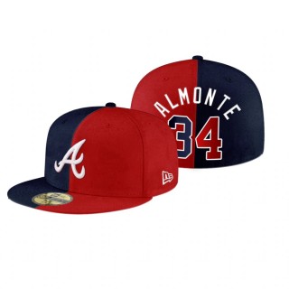 Atlanta Braves Abraham Almonte Navy Red Split 59FIFTY Fitted Hat
