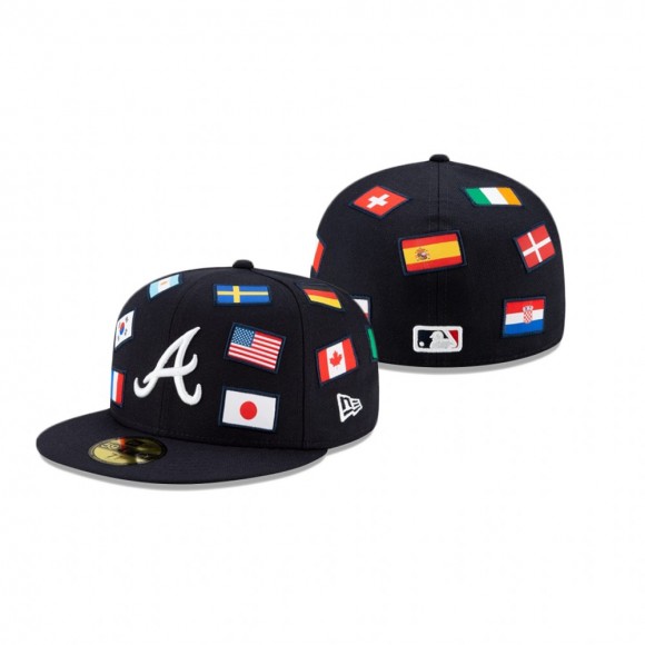Atlanta Braves Navy All Over Flag 59FIFTY Fitted Hat