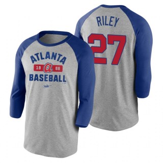 Atlanta Braves Austin Riley Gray Royal Cooperstown Collection Vintage 3-4 Sleeve Raglan T-Shirt