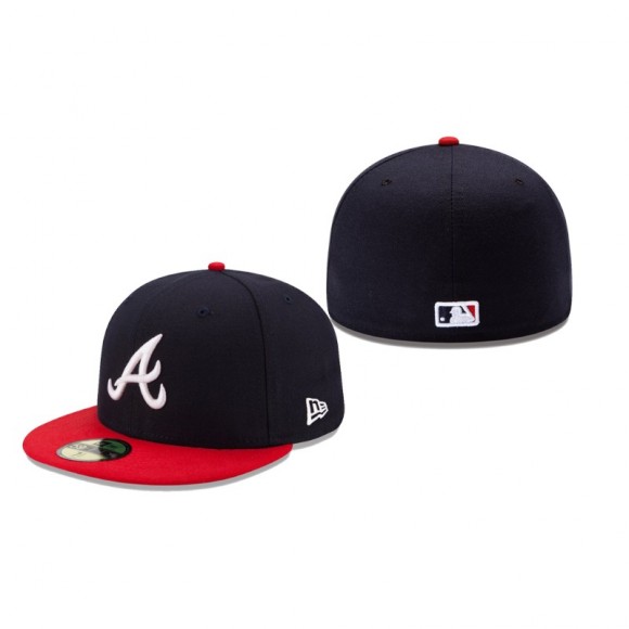 Braves Navy Red Authentic Collection Low Profile 59FIFTY Fitted Hat