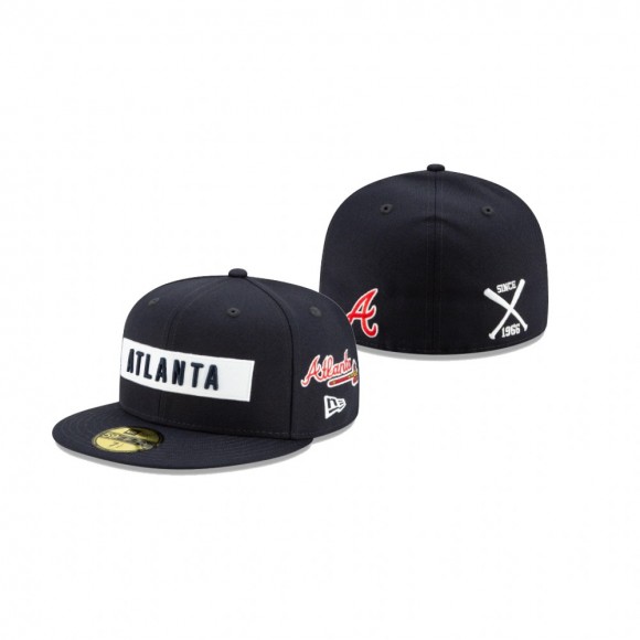Atlanta Braves Navy Boxed Wordmark 59FIFTY Fitted Hat