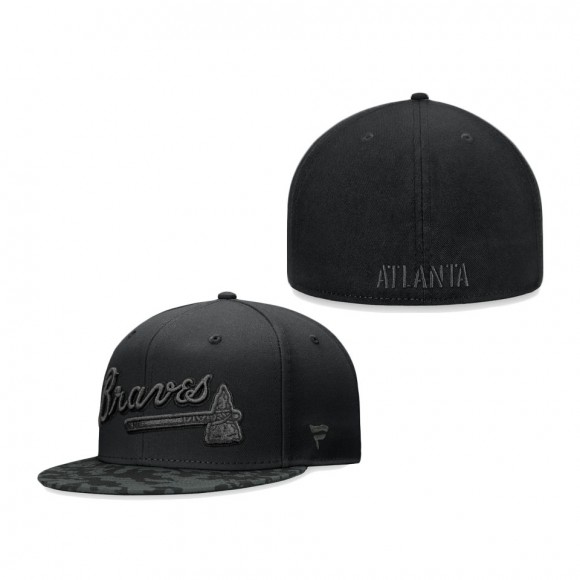 Atlanta Braves Fanatics Branded Camo Brim Fitted Hat Black
