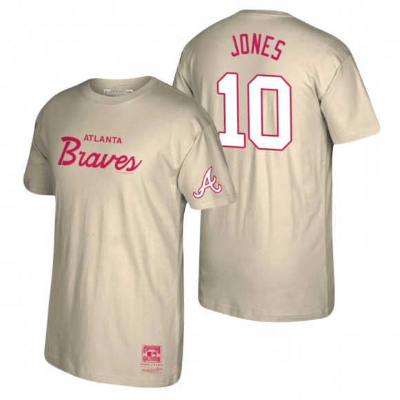 Atlanta Braves Chipper Jones Mitchell & Ness Cream Cooperstown Collection Vintage Script T-Shirt