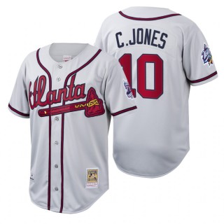 Atlanta Braves Chipper Jones White Cooperstown Collection Authentic Jersey