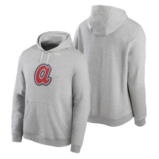 Atlanta Braves Gray Cooperstown Collection Patch Pullover Hoodie
