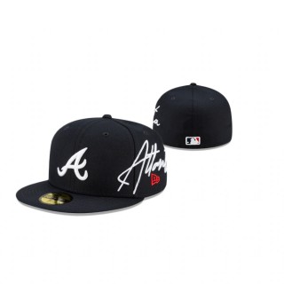 Atlanta Braves Navy Cursive 59FIFTY Fitted Hat