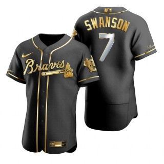 Atlanta Braves Dansby Swanson Nike Black Gold Edition Authentic Jersey