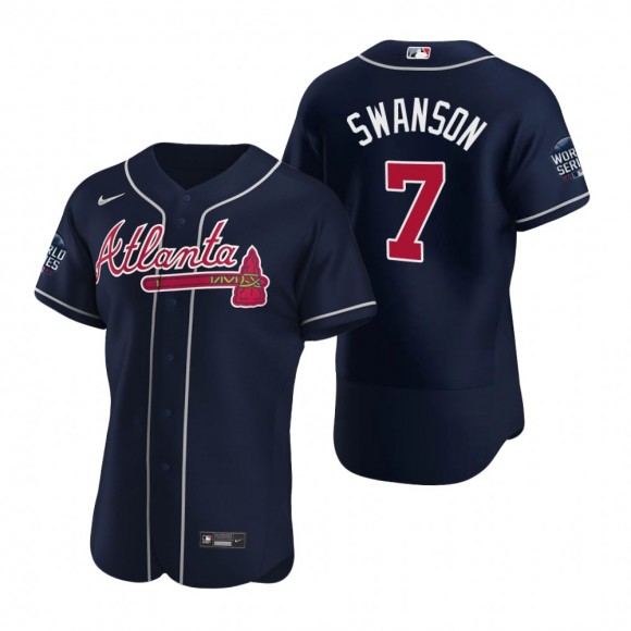 Atlanta Braves Dansby Swanson Navy 2021 World Series Authentic Jersey