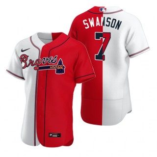 Atlanta Braves Dansby Swanson Nike White Red Authentic Split Jersey