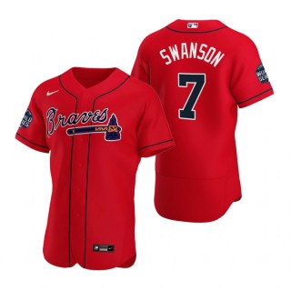 Atlanta Braves Dansby Swanson Red 2021 World Series Authentic Jersey