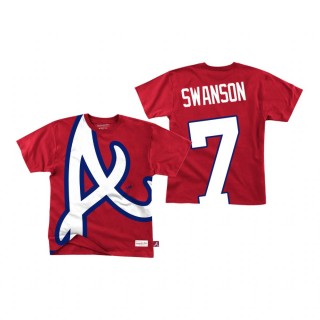 Atlanta Braves Dansby Swanson Red Big Face Hardwood Classics T-Shirt