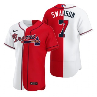Dansby Swanson Atlanta Braves White Red Split Two-Tone Jersey