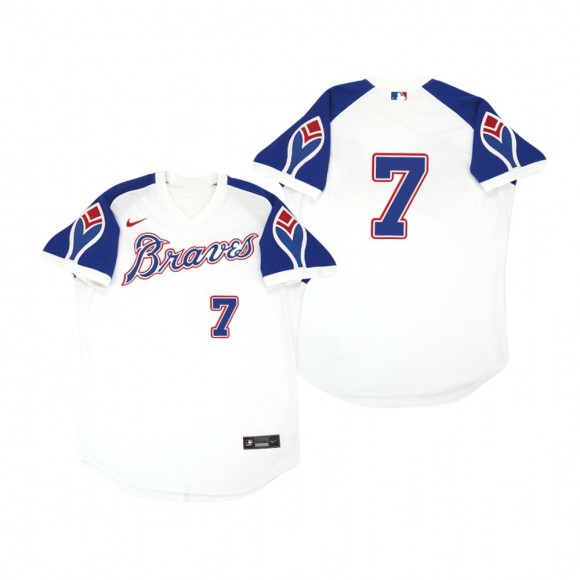 Atlanta Braves Dansby Swanson White Throwback Home Cooperstown Jersey